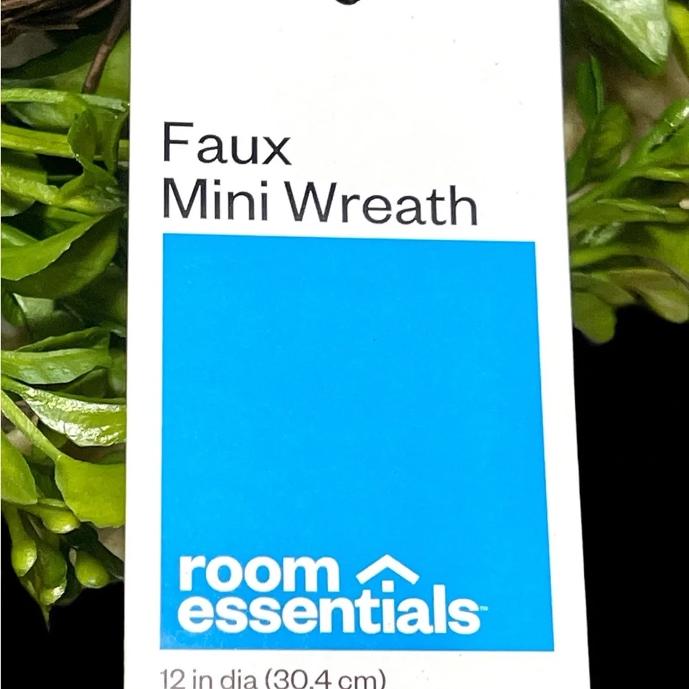 X2 faux green leaf mini wreaths 12”